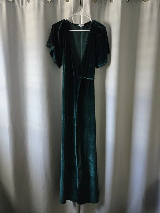 Baltic Born Emerald Green Velvet Wrap Maxi Dress - Picture 1 of 4